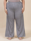 Flambeur Women's Plus Size Casual Checkered Print Trouser