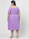 Flambeur Plus Size Lavender Solid Flared Short Dress for Women